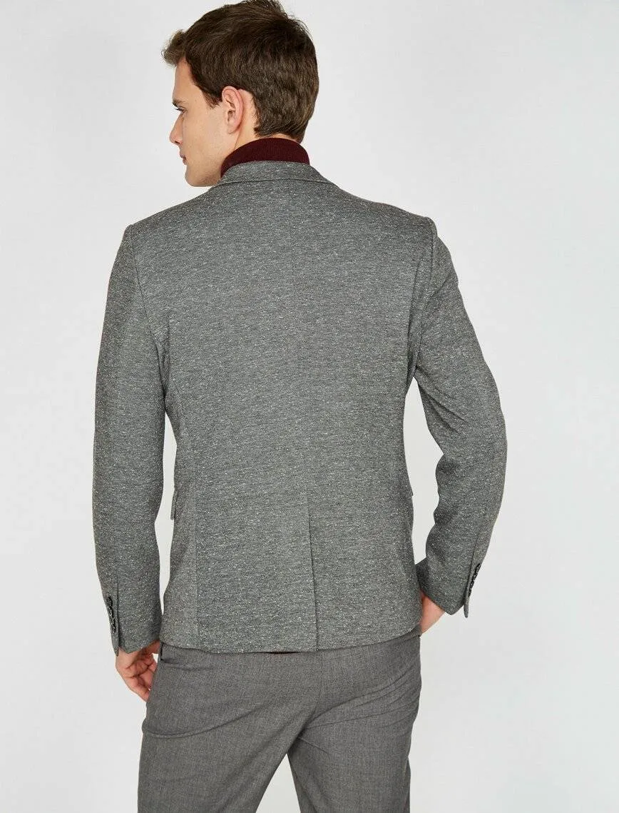 10838 Grey Self Patterned Blazer