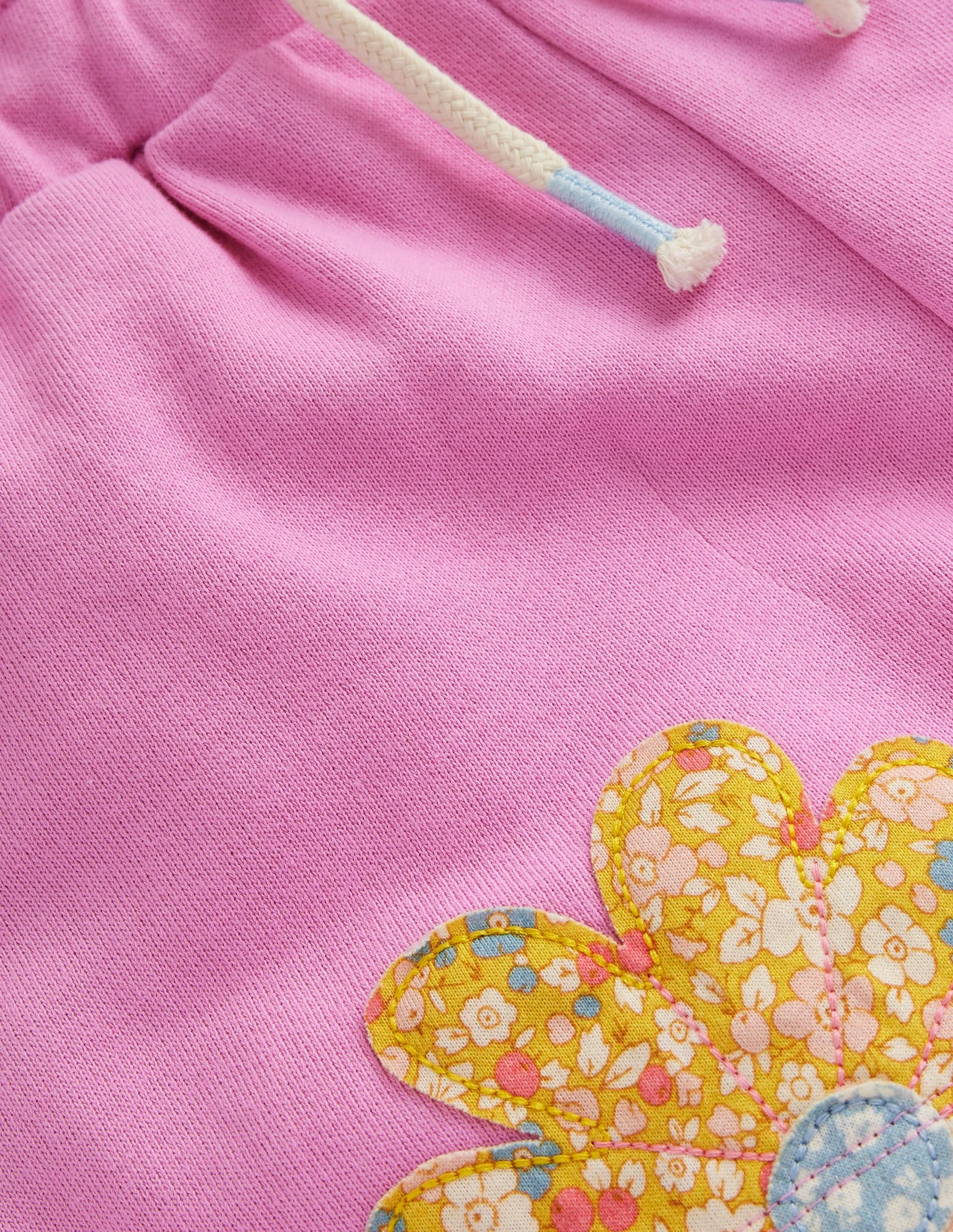 Applique Jersey Shorts-Cosmos Pink Patchwork