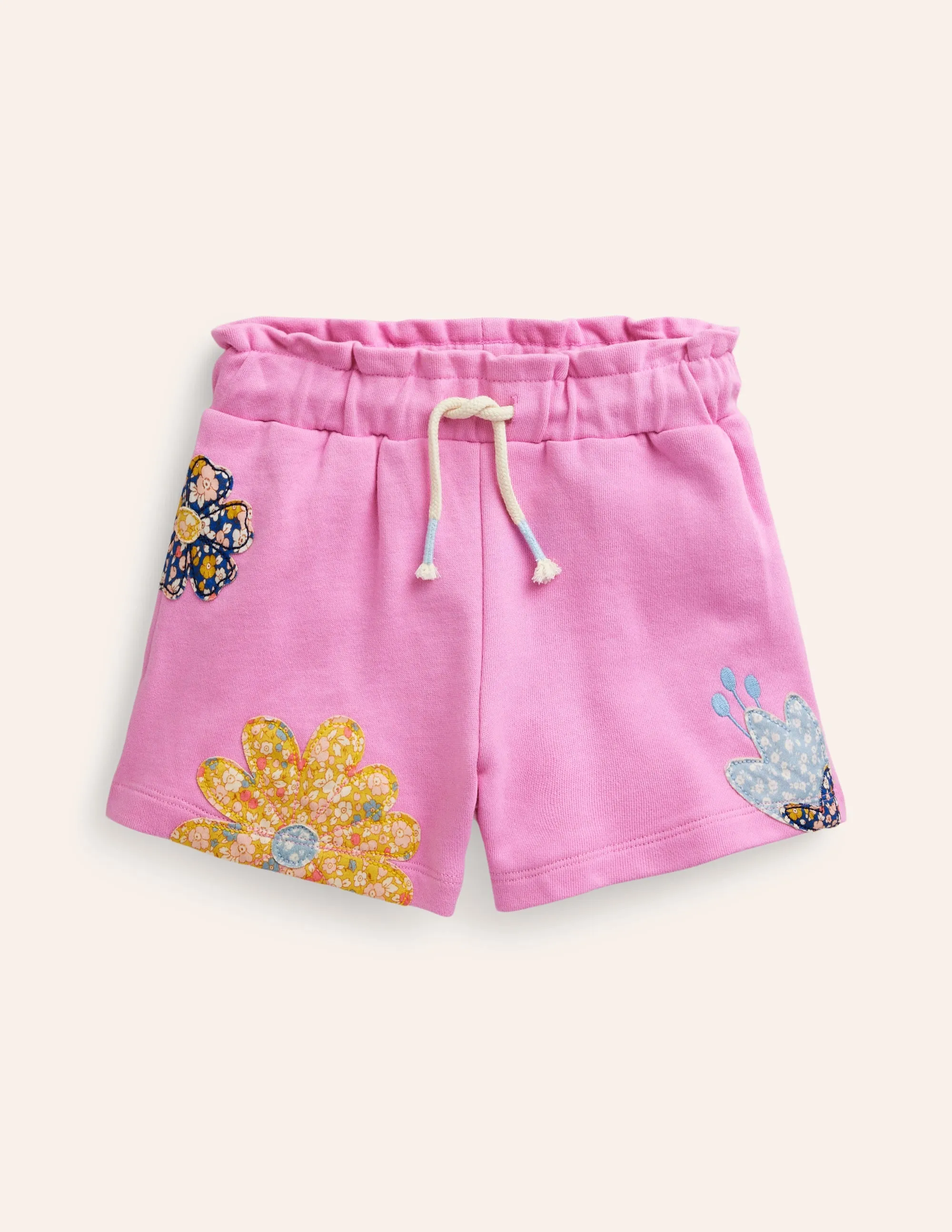 Applique Jersey Shorts-Cosmos Pink Patchwork
