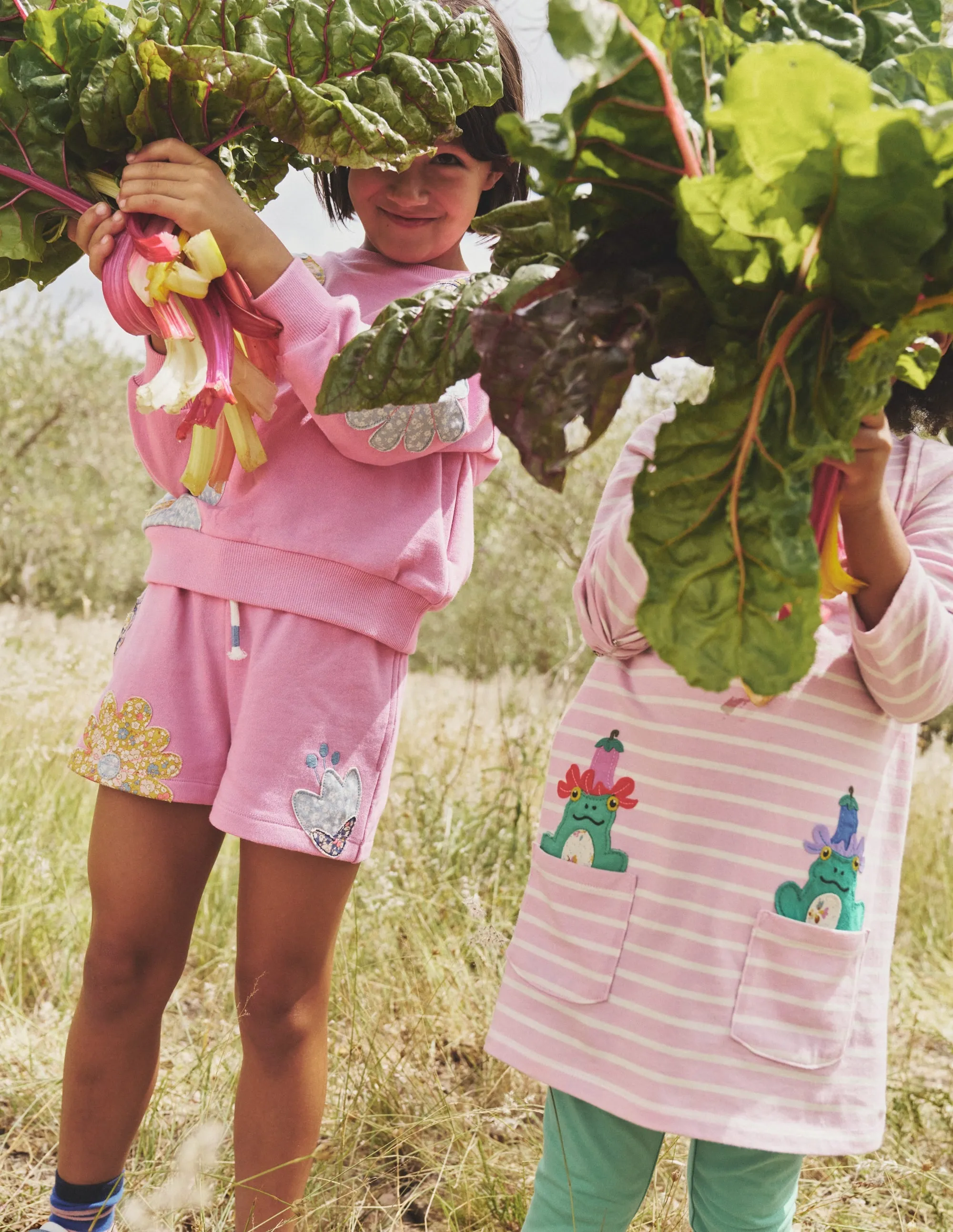 Applique Jersey Shorts-Cosmos Pink Patchwork