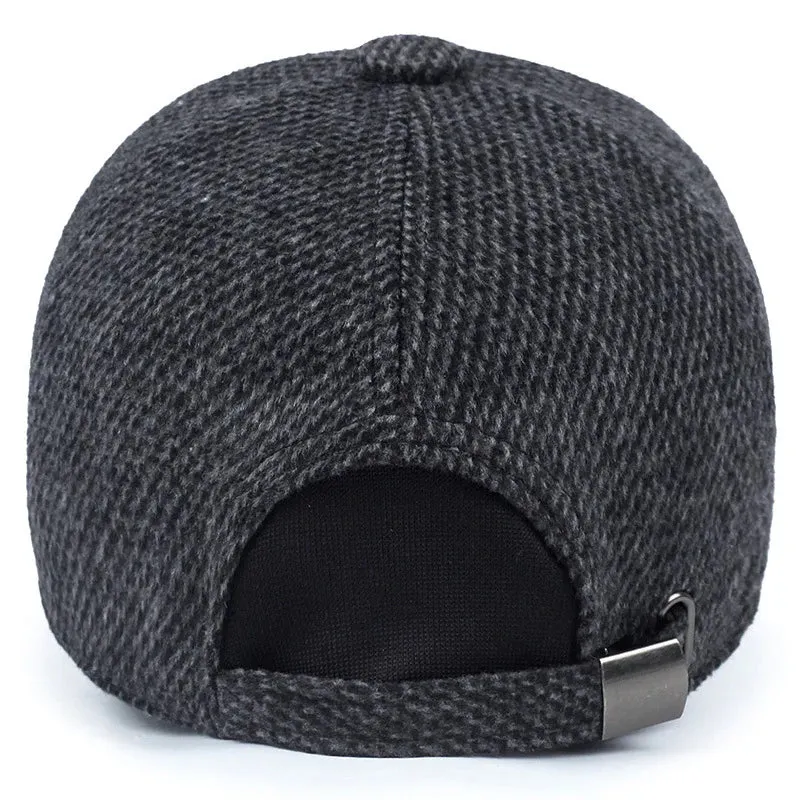 Autumn and winter men's warm cotton hat casual warm earmuffs woolen hat fashion outdoor sports baseball cap