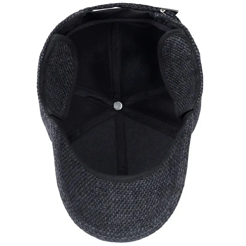 Autumn and winter men's warm cotton hat casual warm earmuffs woolen hat fashion outdoor sports baseball cap