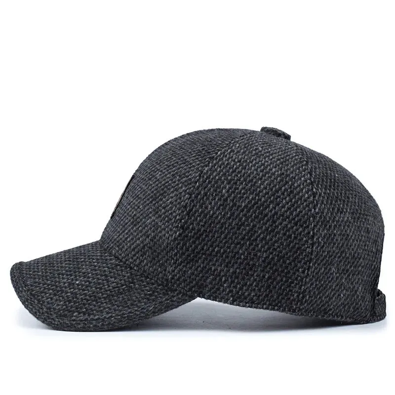 Autumn and winter men's warm cotton hat casual warm earmuffs woolen hat fashion outdoor sports baseball cap