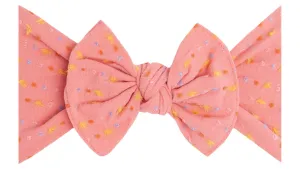 Baby Bling Coral Rainbow Dot Patterned Shabby Knot Headband