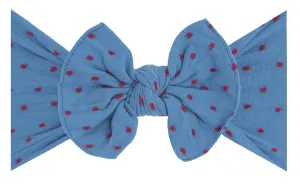 Baby Bling Denim w/Red Dot Patterned Shabby Knot Headband