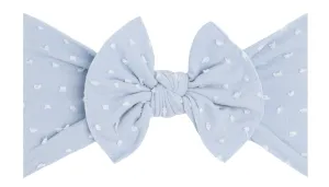 Baby Bling Dusty Blue Dot Patterned Shabby Knot Headband