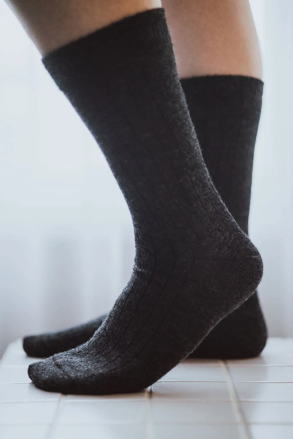 Black Alpaca Socks: Small
