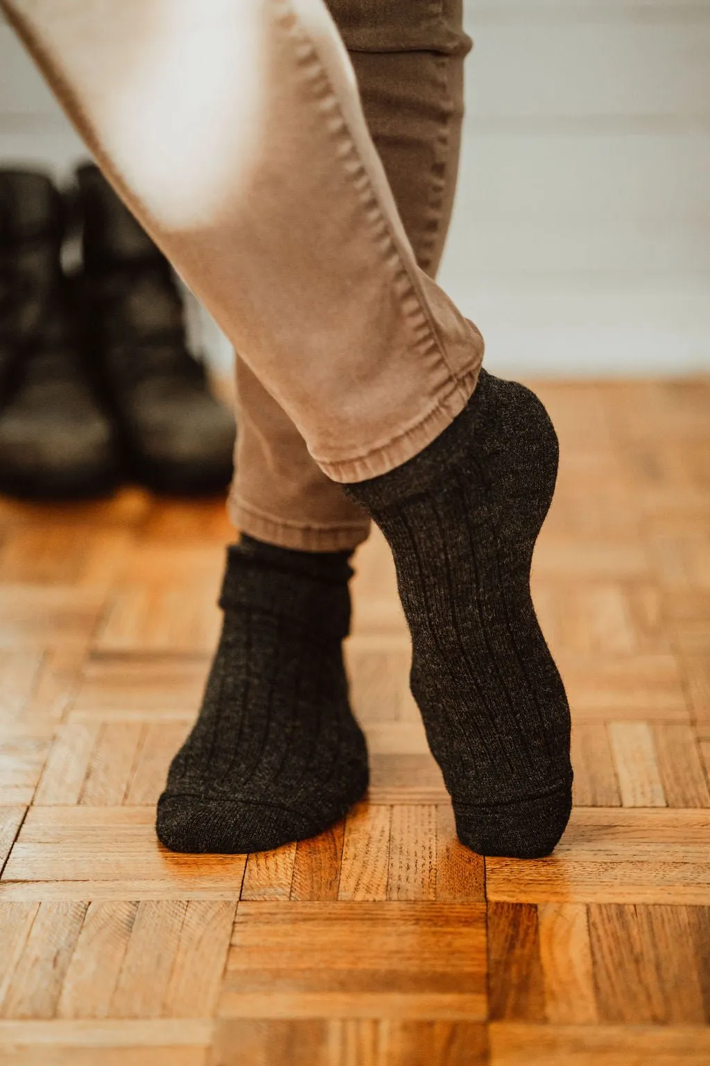 Black Alpaca Socks: Small