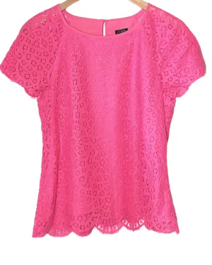 Bright Spring Hot Pink Raindrop Lace Blouse