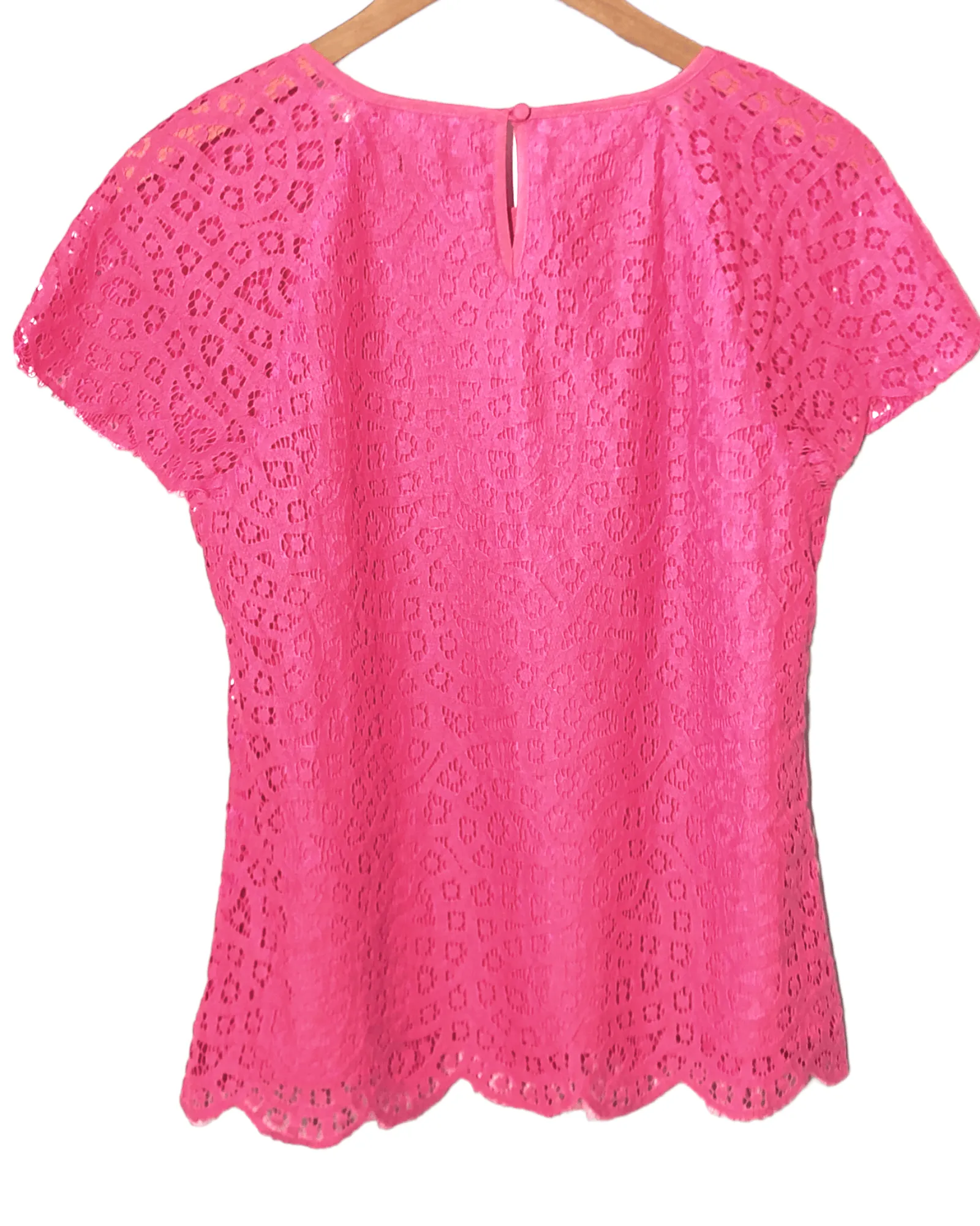 Bright Spring Hot Pink Raindrop Lace Blouse