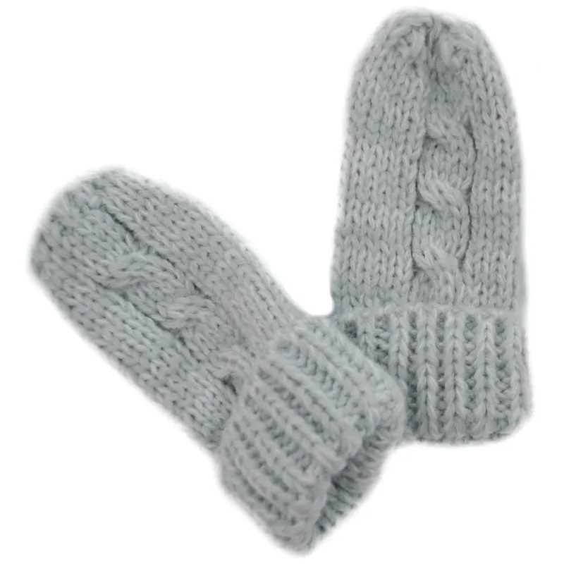 Cable Knitted Mittens Blue Pink or Grey