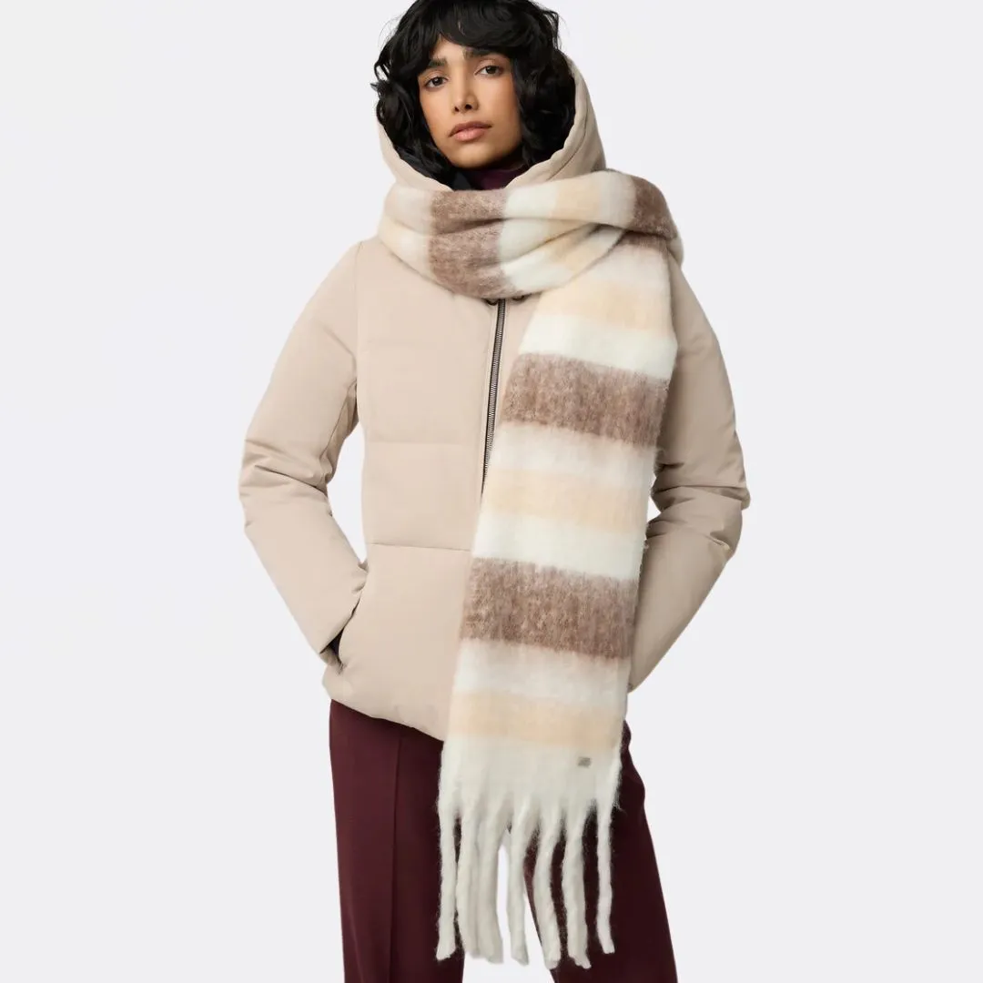 Cicel Faux Mohair Striped Scarf With Fringed Edge (Hush)