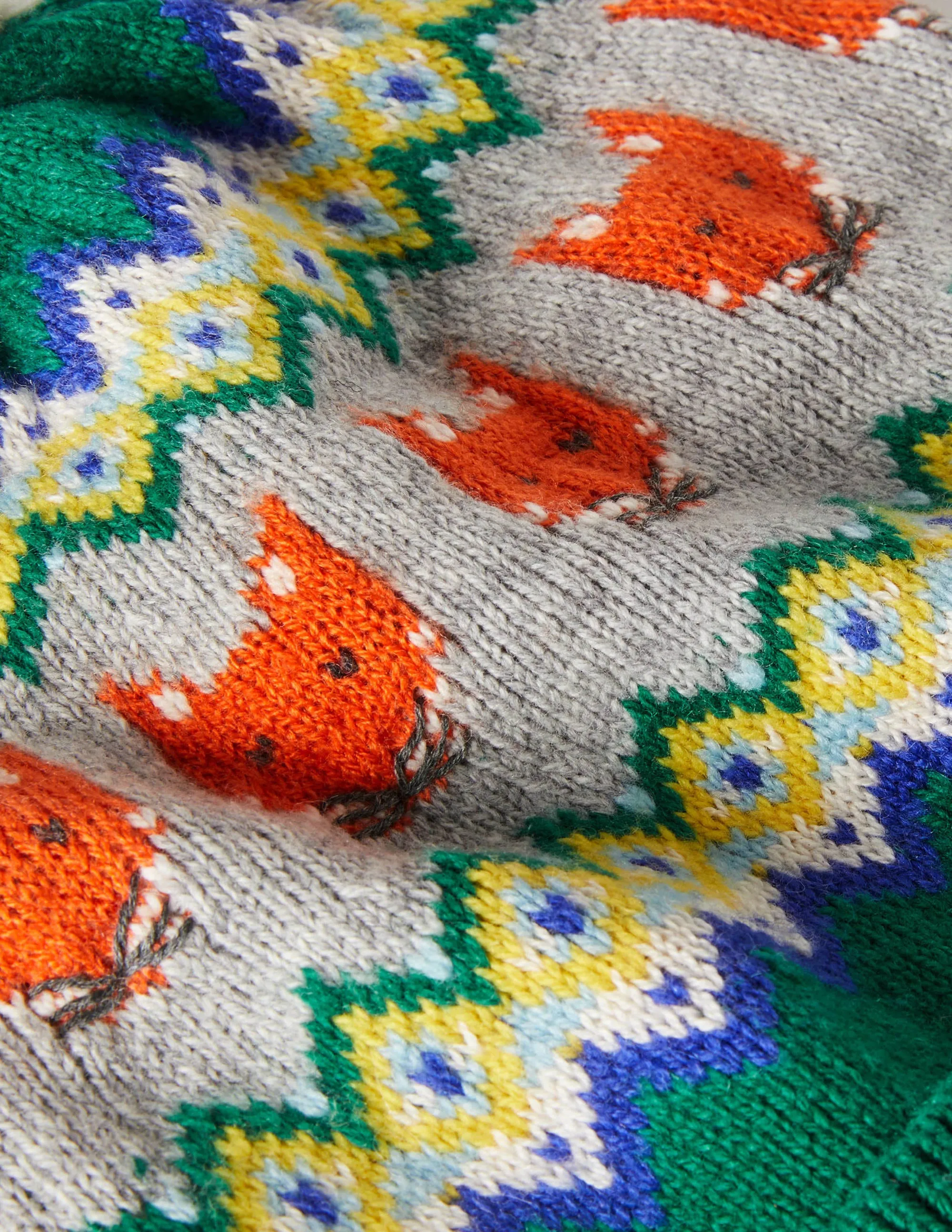 Cosy Fox Fair Isle Hat-Forest Green