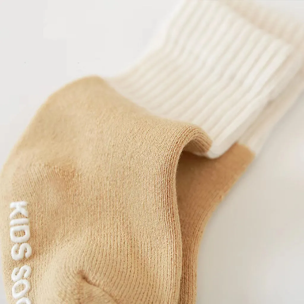 Creamy Color Block Winter Thick Socks [Set of 3]