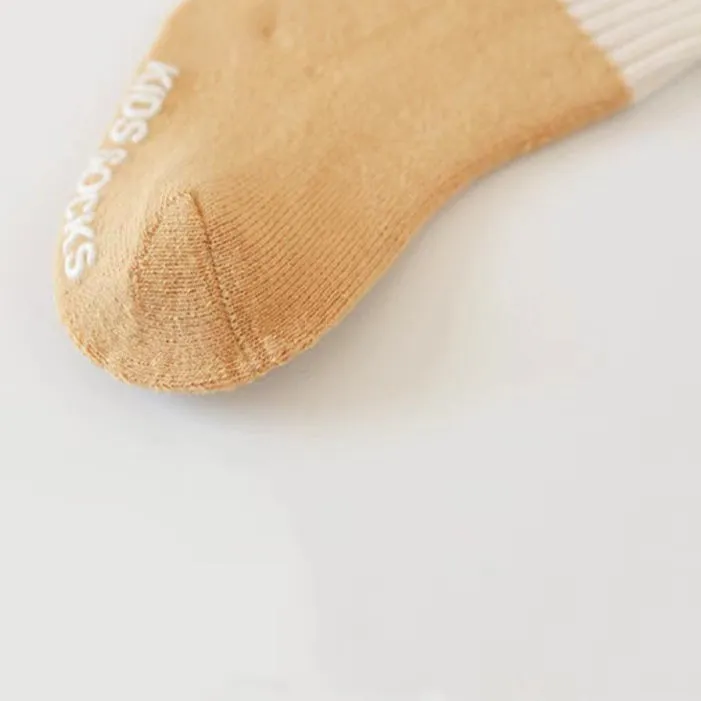Creamy Color Block Winter Thick Socks [Set of 3]