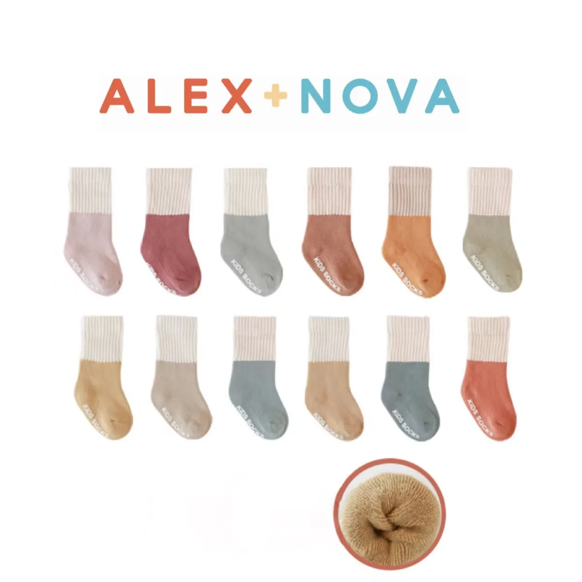 Creamy Color Block Winter Thick Socks [Set of 3]