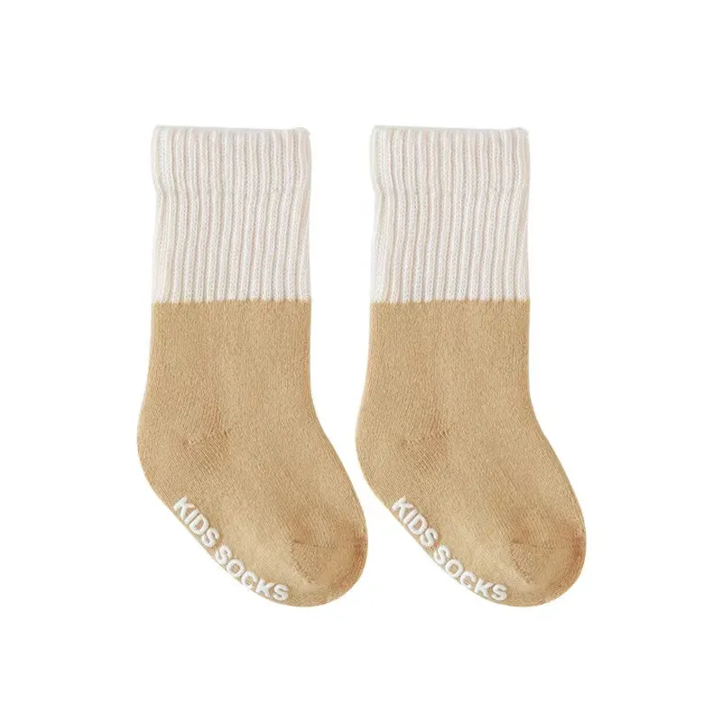 Creamy Color Block Winter Thick Socks [Set of 3]