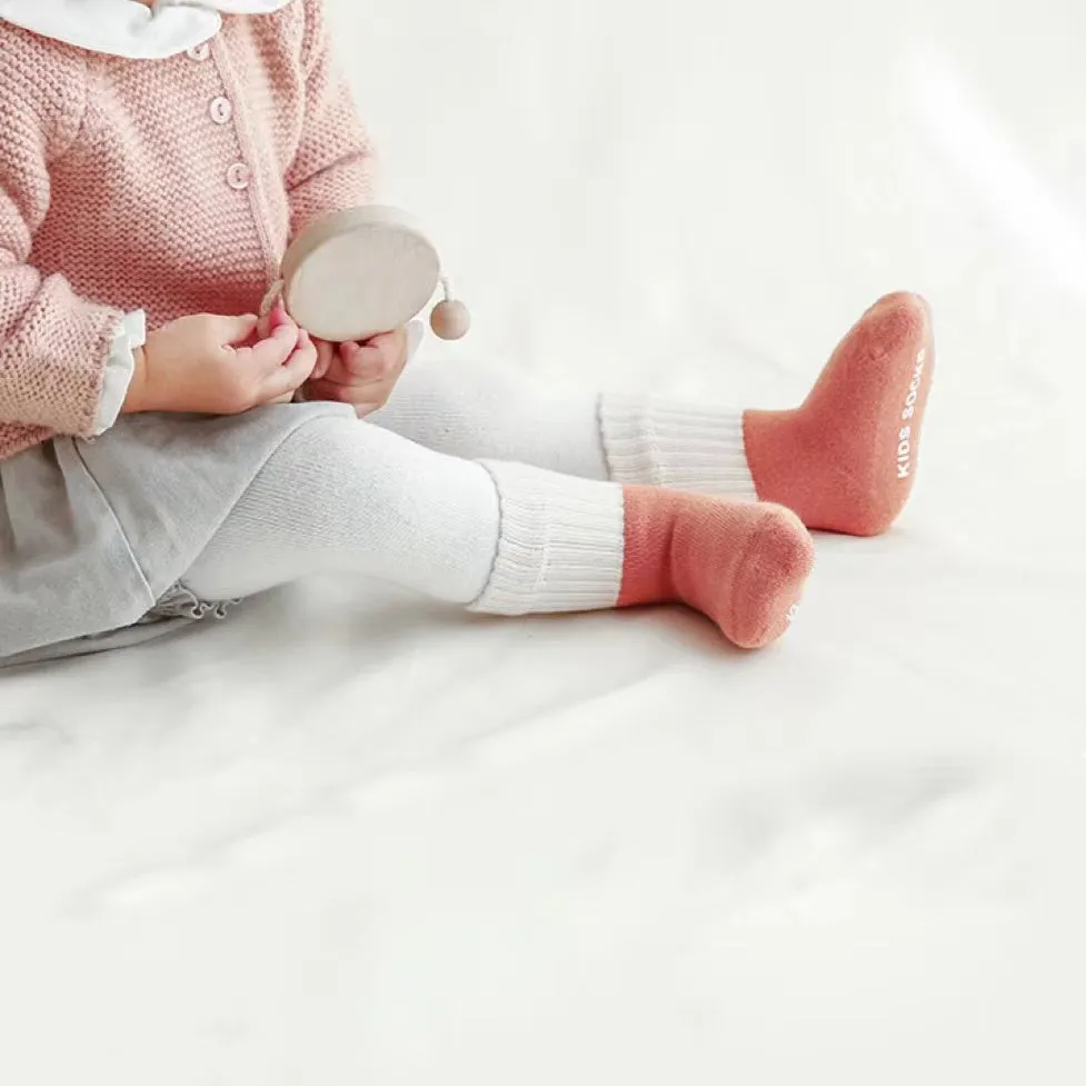 Creamy Color Block Winter Thick Socks [Set of 3]