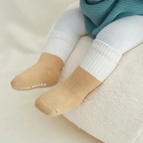 Creamy Color Block Winter Thick Socks [Set of 3]