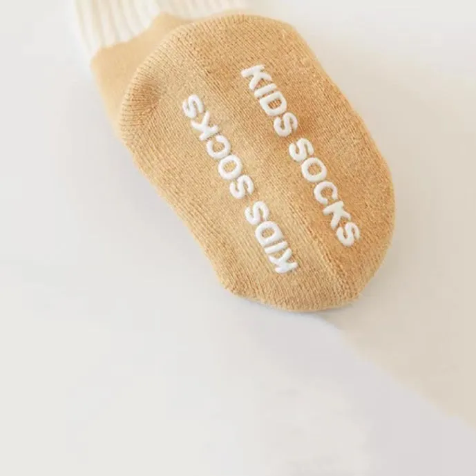 Creamy Color Block Winter Thick Socks [Set of 3]
