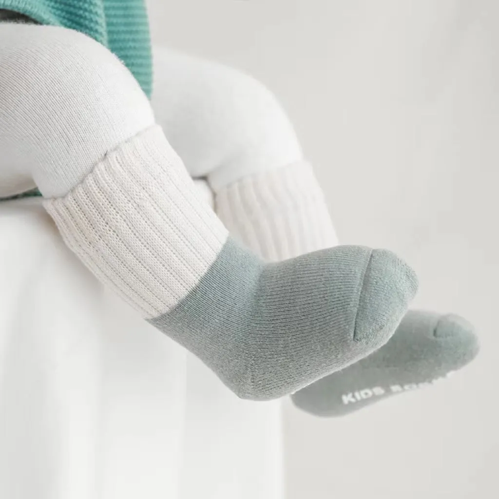 Creamy Color Block Winter Thick Socks [Set of 3]