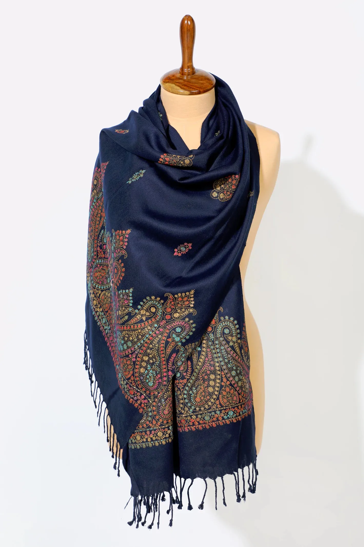 Dark Blue Embroidered Shawl