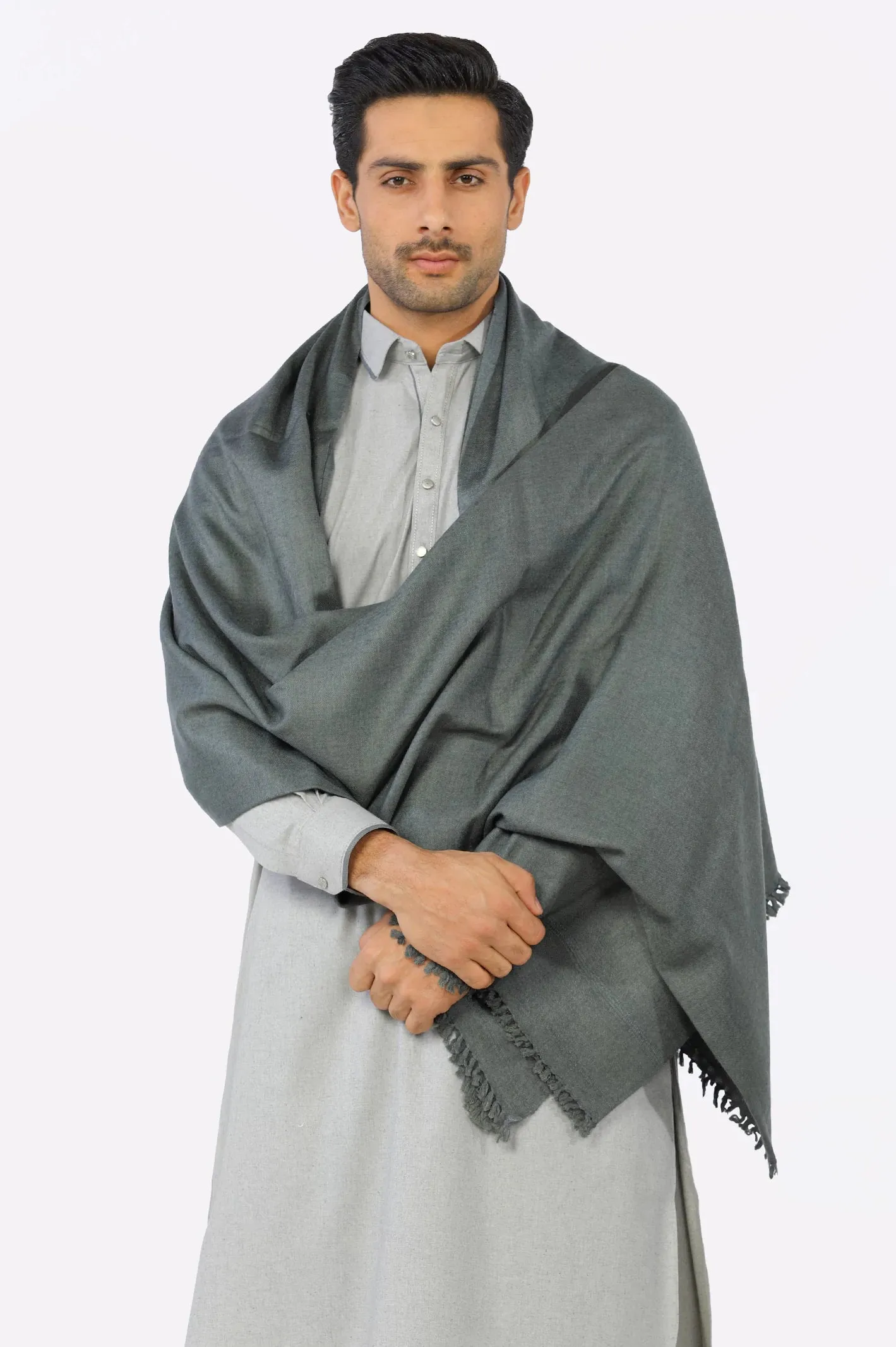 Dark Grey Woolen Men Shawl