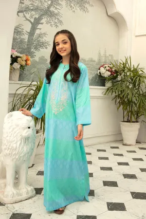DS22-53-Printed Embroidered Loop & Pearl Details Fustaan 1PC