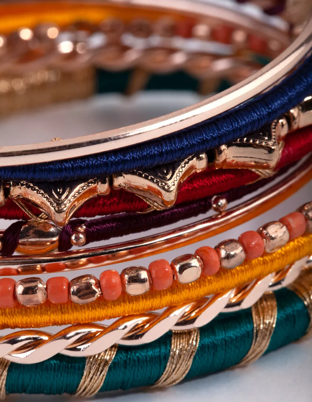 Gold Thread & Bead Bangle Pack