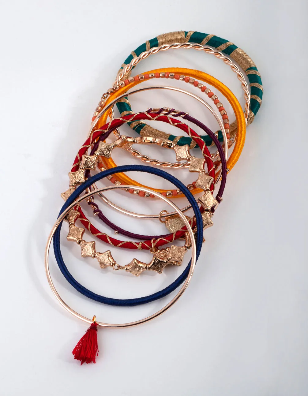 Gold Thread & Bead Bangle Pack
