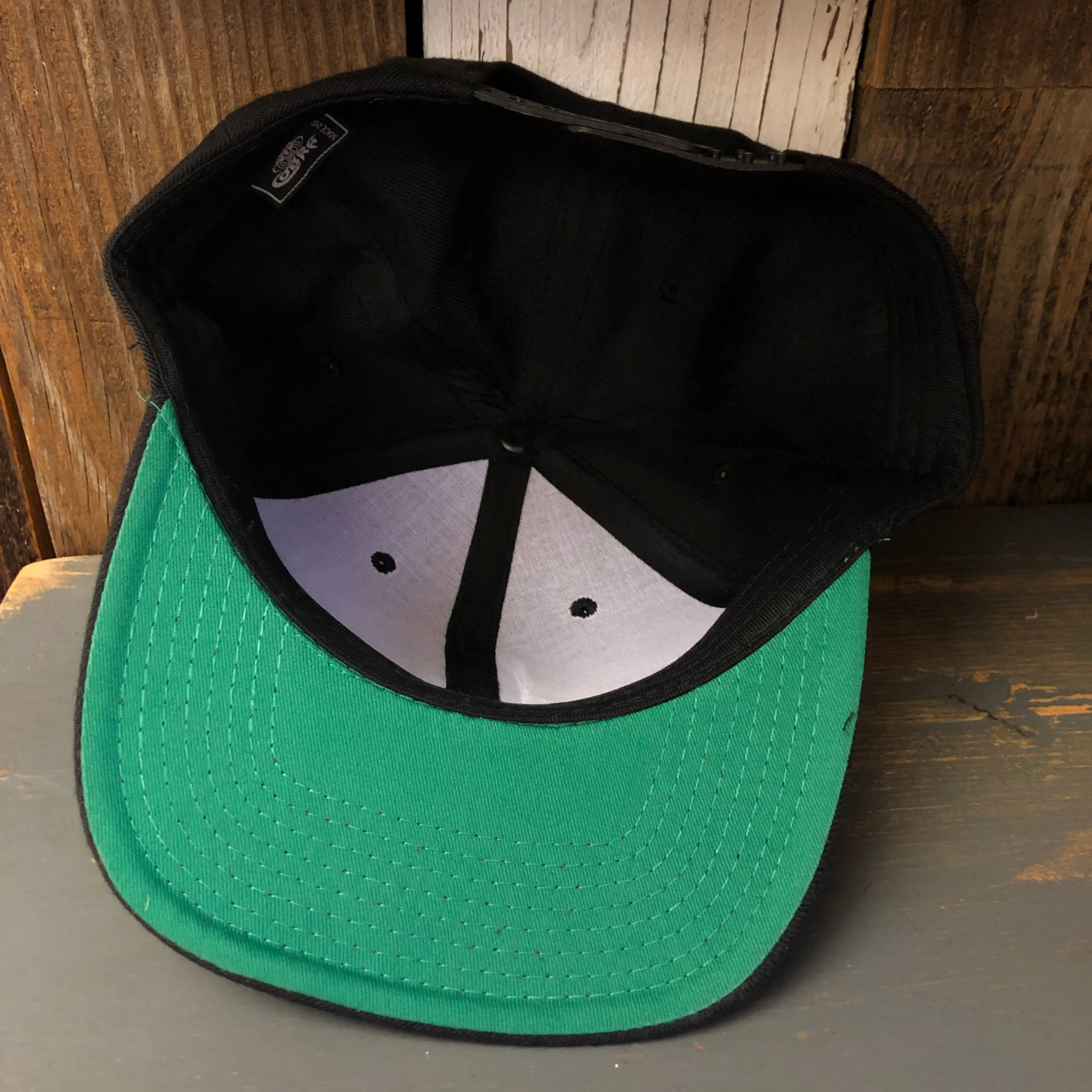 Hermosa Beach SURF HERMOSA :: OPEN DAILY 6 Panel Wool Blend Flat Bill Hat - Black