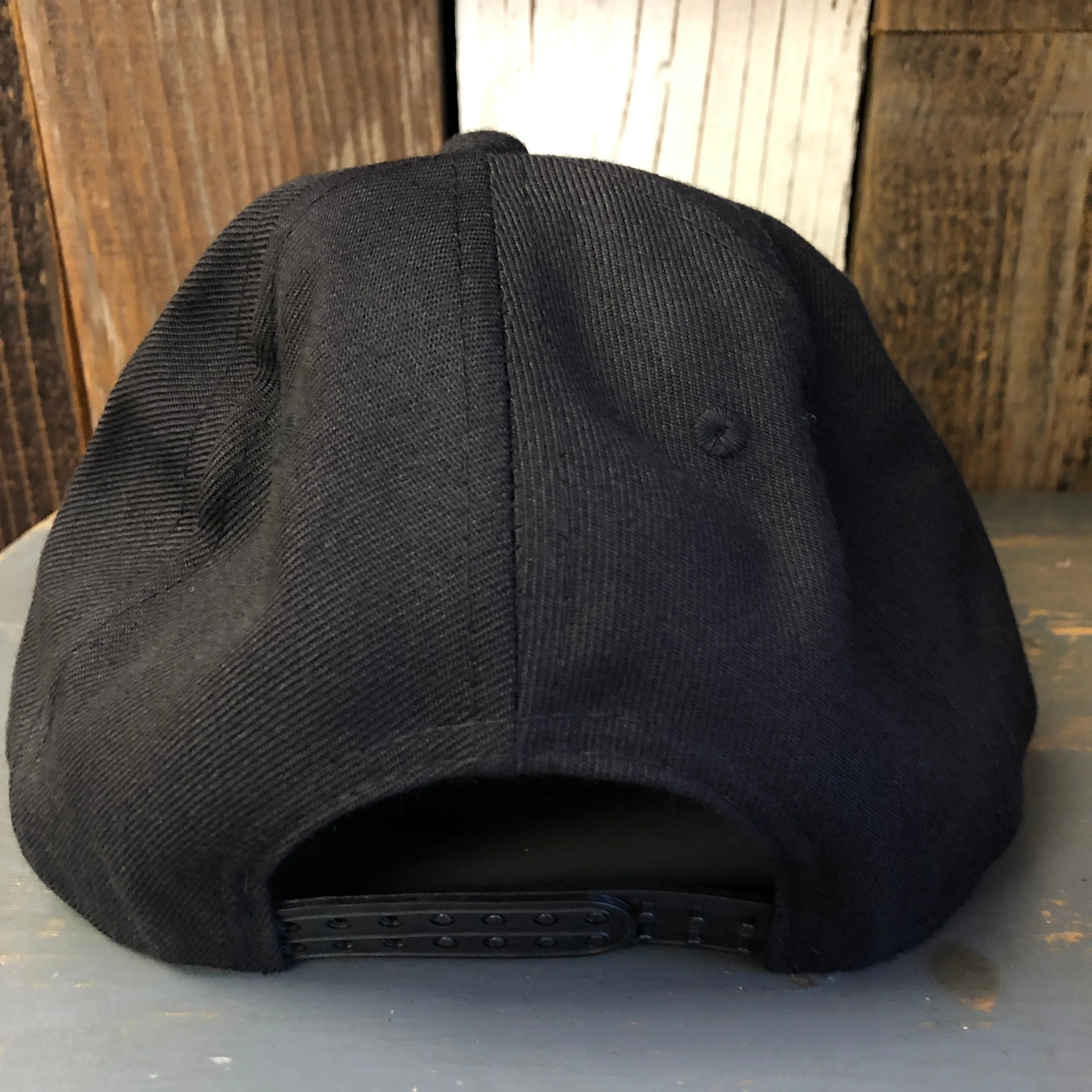 Hermosa Beach SURF HERMOSA :: OPEN DAILY 6 Panel Wool Blend Flat Bill Hat - Black