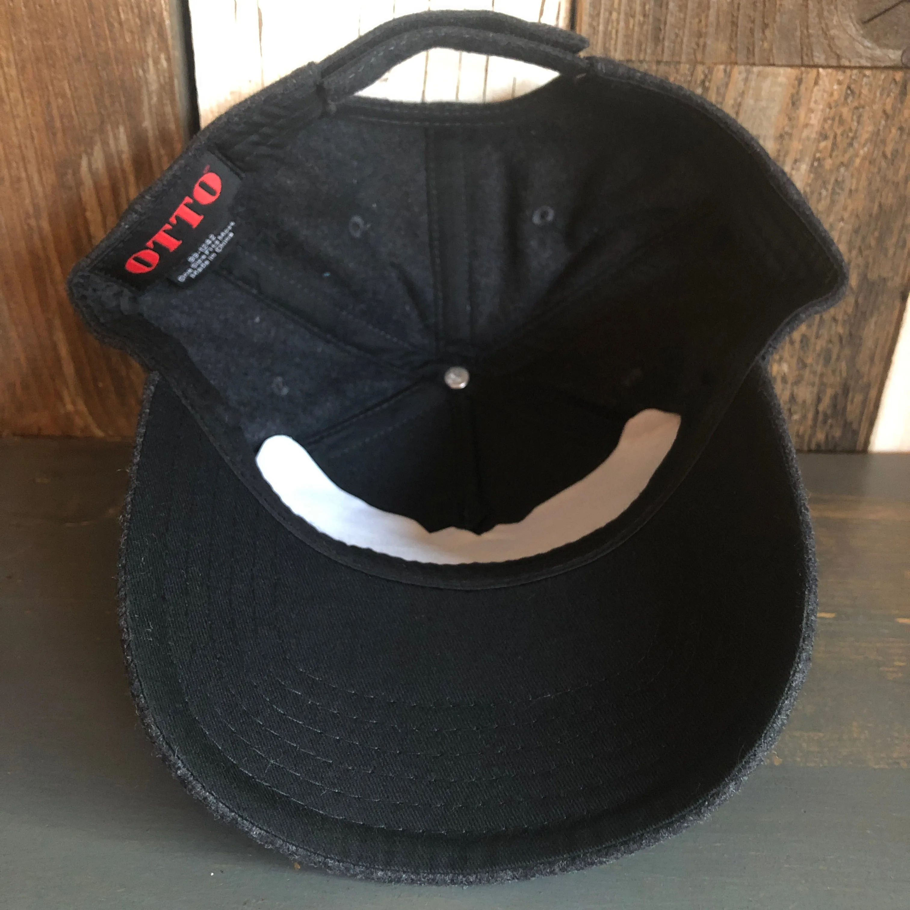 Hermosa Beach SURFING GRIZZLY BEAR 5 Panel Low Profile Melton Wool Blend Baseball Cap with Velcro Closure - Heather Black