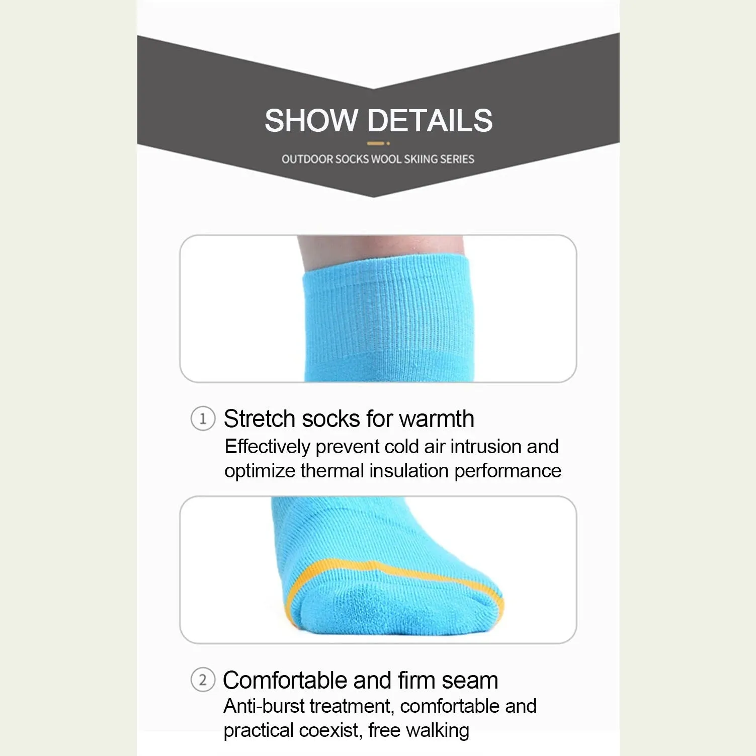 KoKossi Winter Thicken Long Tube Hiking Ski Mountaineering Socks Women Men Terry Thick Bottom Skin-friendly Non-slip Warm Socks