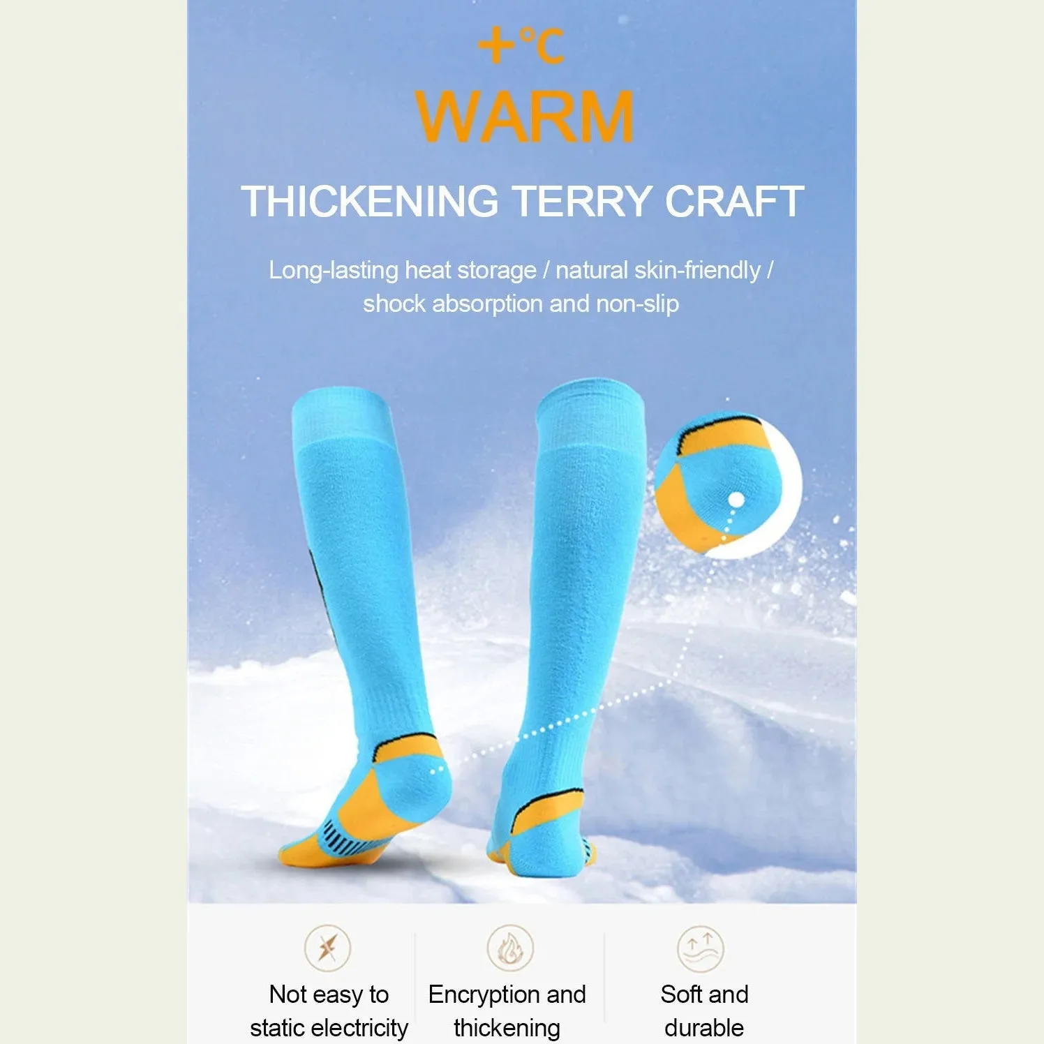 KoKossi Winter Thicken Long Tube Hiking Ski Mountaineering Socks Women Men Terry Thick Bottom Skin-friendly Non-slip Warm Socks