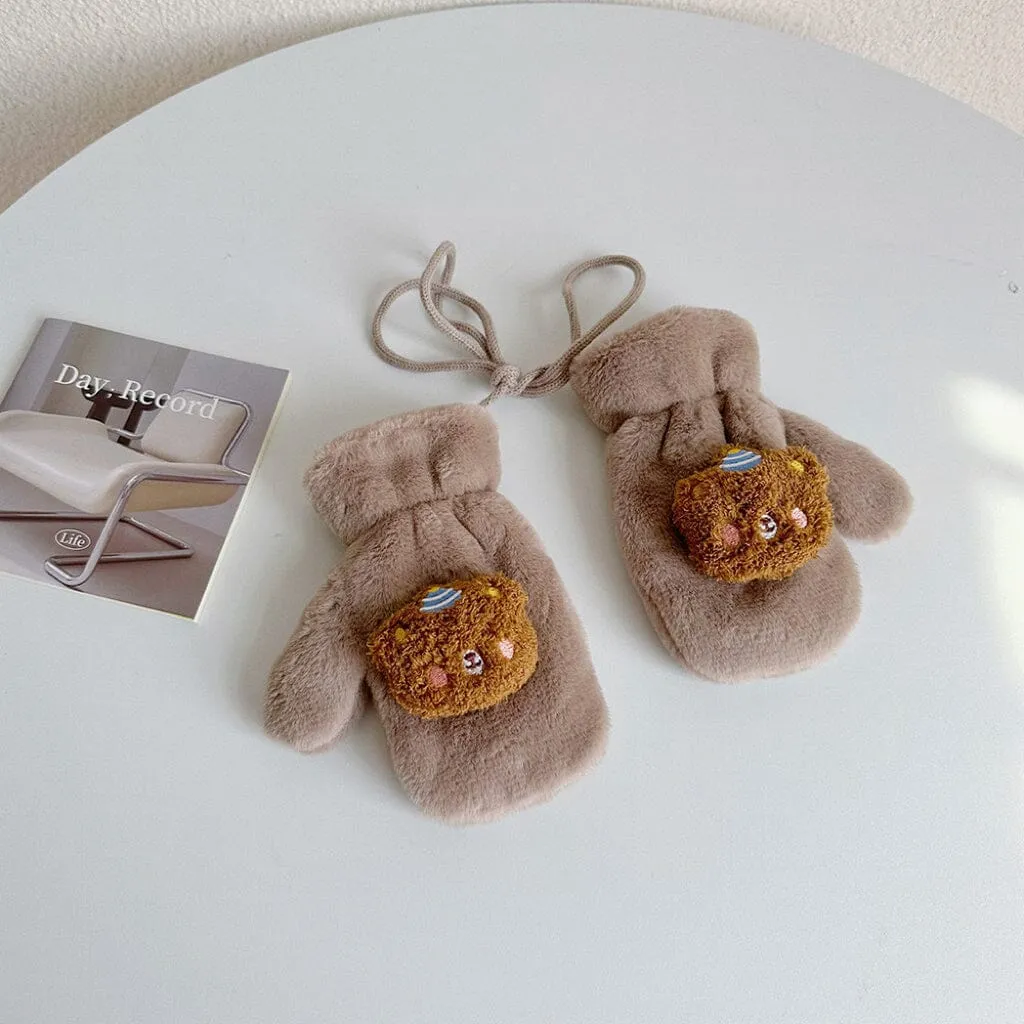 Party Bear Candy Color Plush Mittens