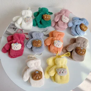 Party Bear Candy Color Plush Mittens