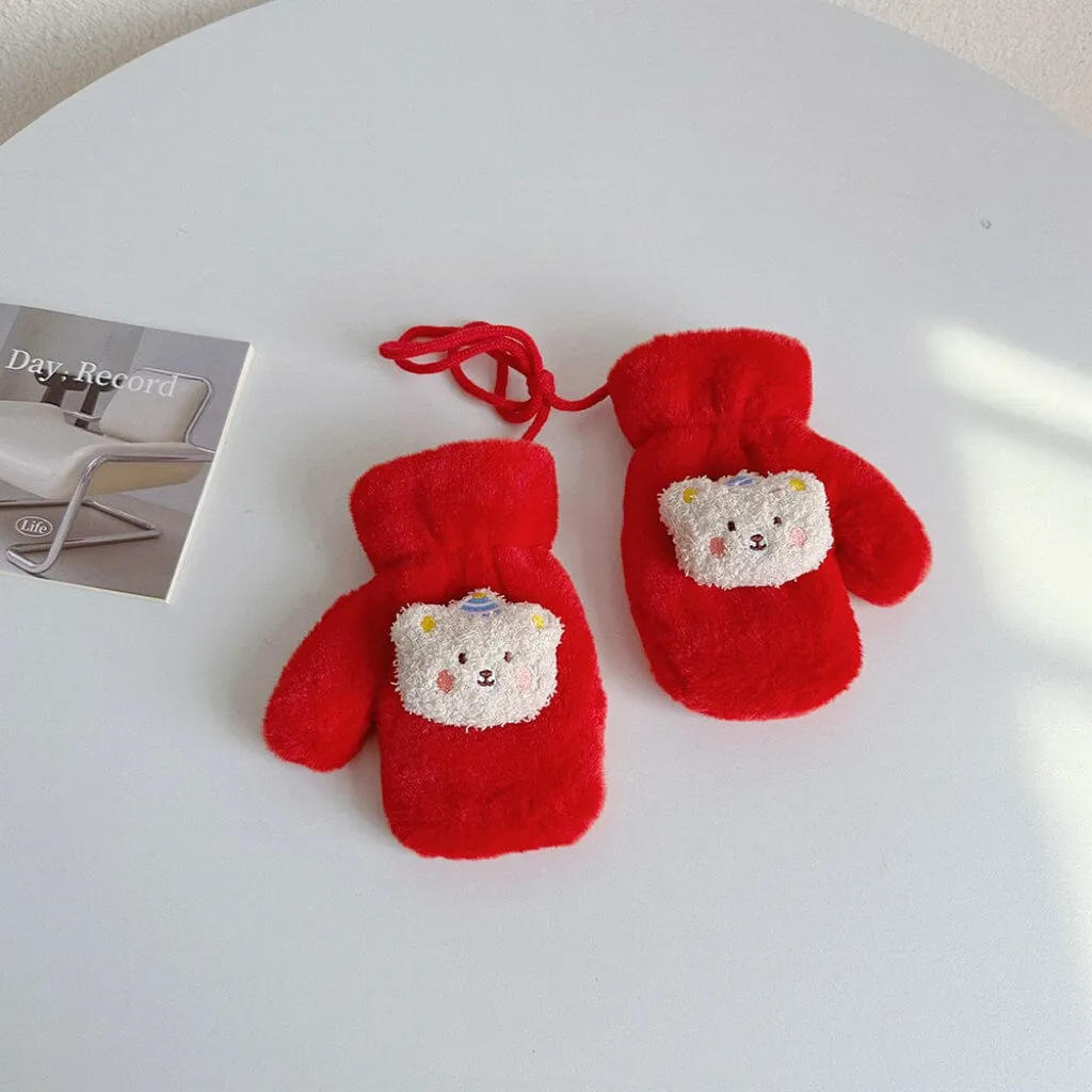 Party Bear Candy Color Plush Mittens