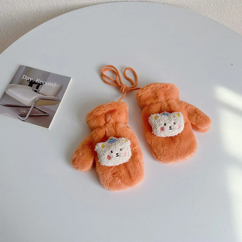 Party Bear Candy Color Plush Mittens