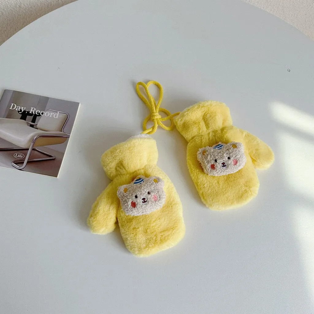 Party Bear Candy Color Plush Mittens