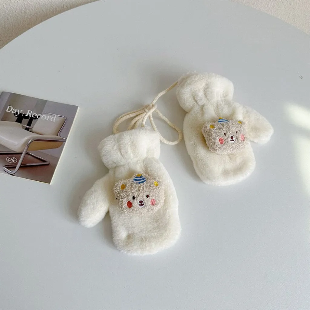Party Bear Candy Color Plush Mittens