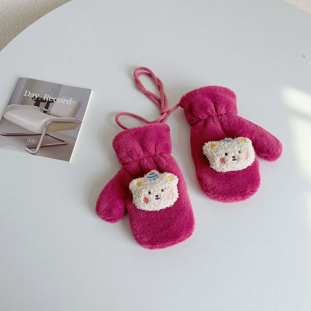 Party Bear Candy Color Plush Mittens