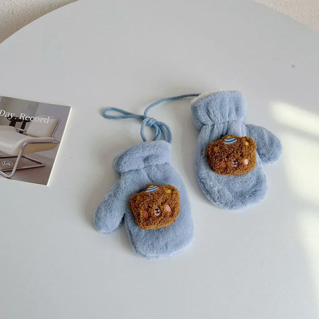 Party Bear Candy Color Plush Mittens