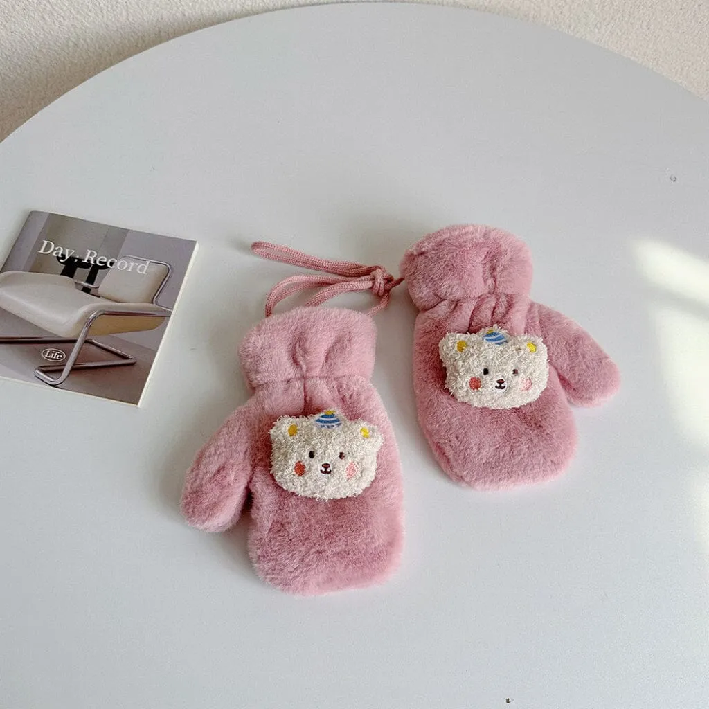 Party Bear Candy Color Plush Mittens