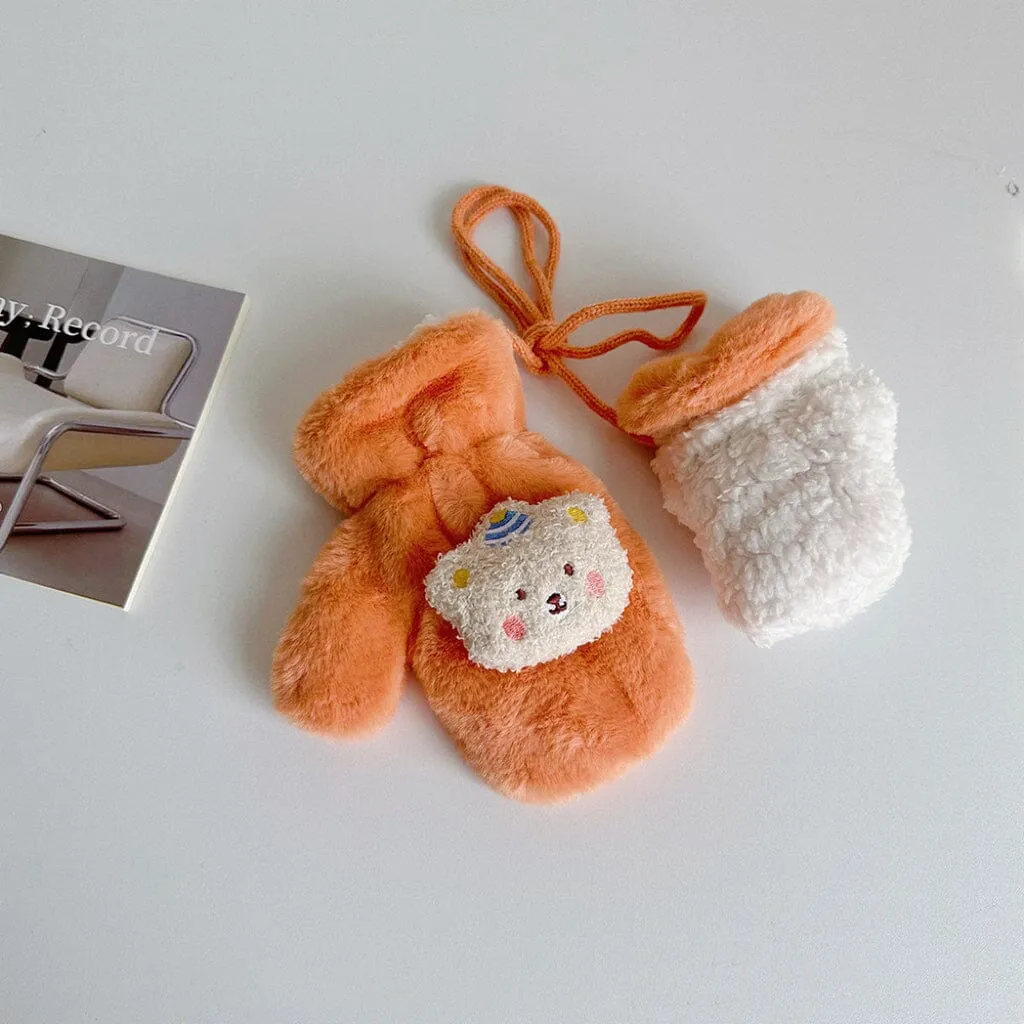 Party Bear Candy Color Plush Mittens