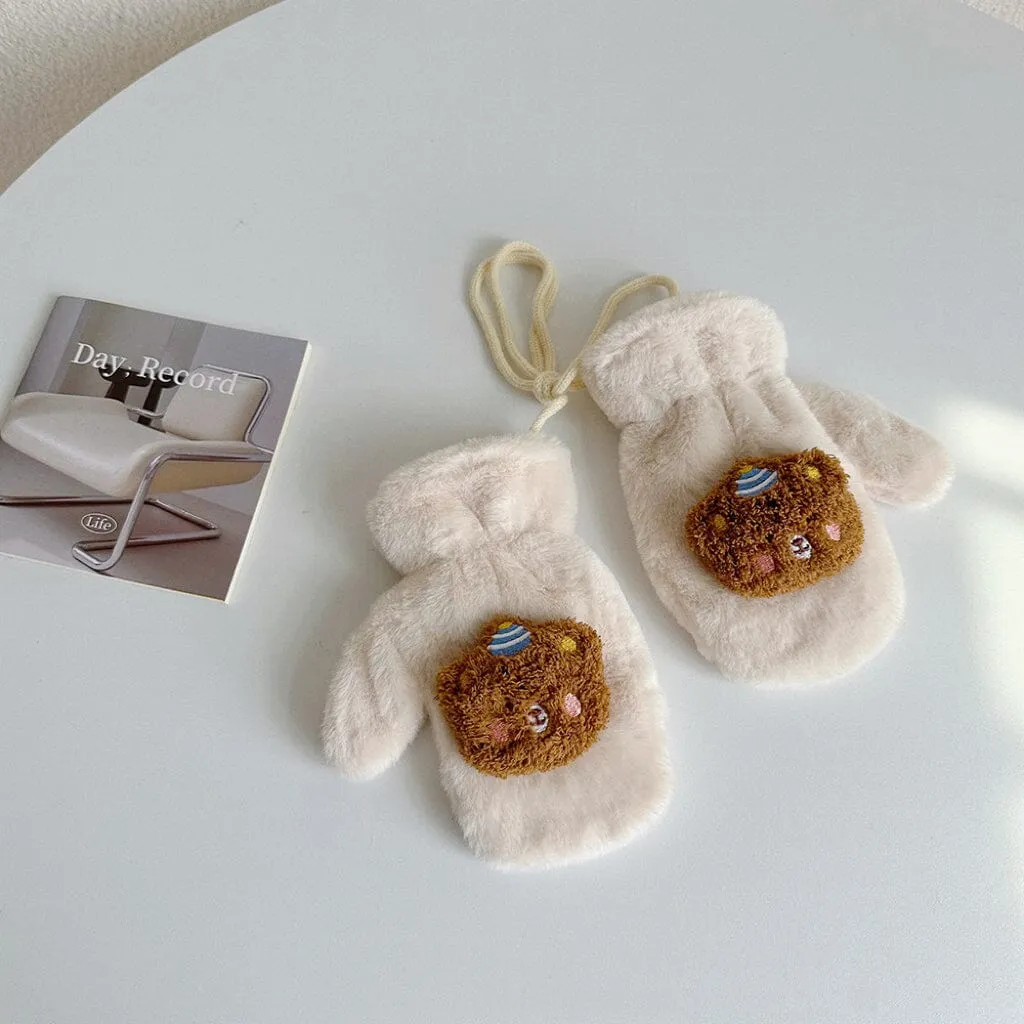 Party Bear Candy Color Plush Mittens