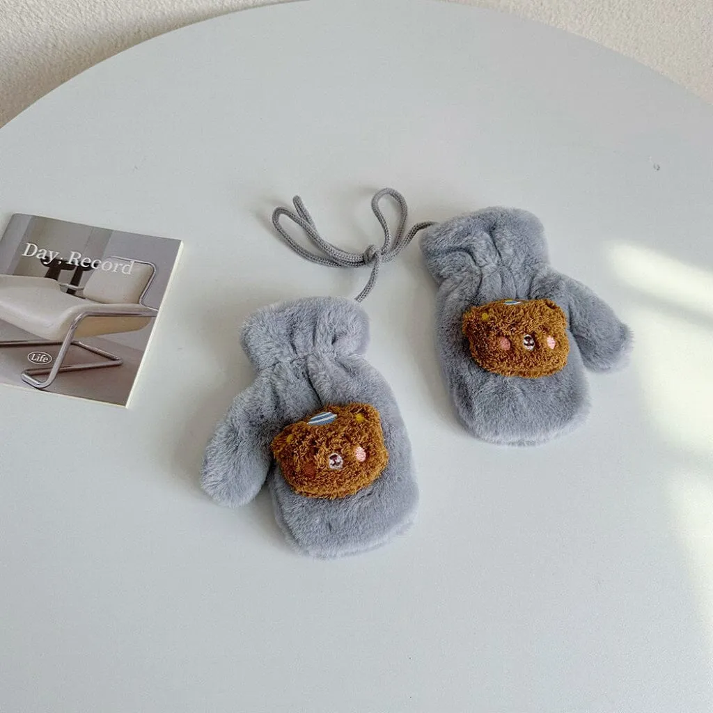 Party Bear Candy Color Plush Mittens