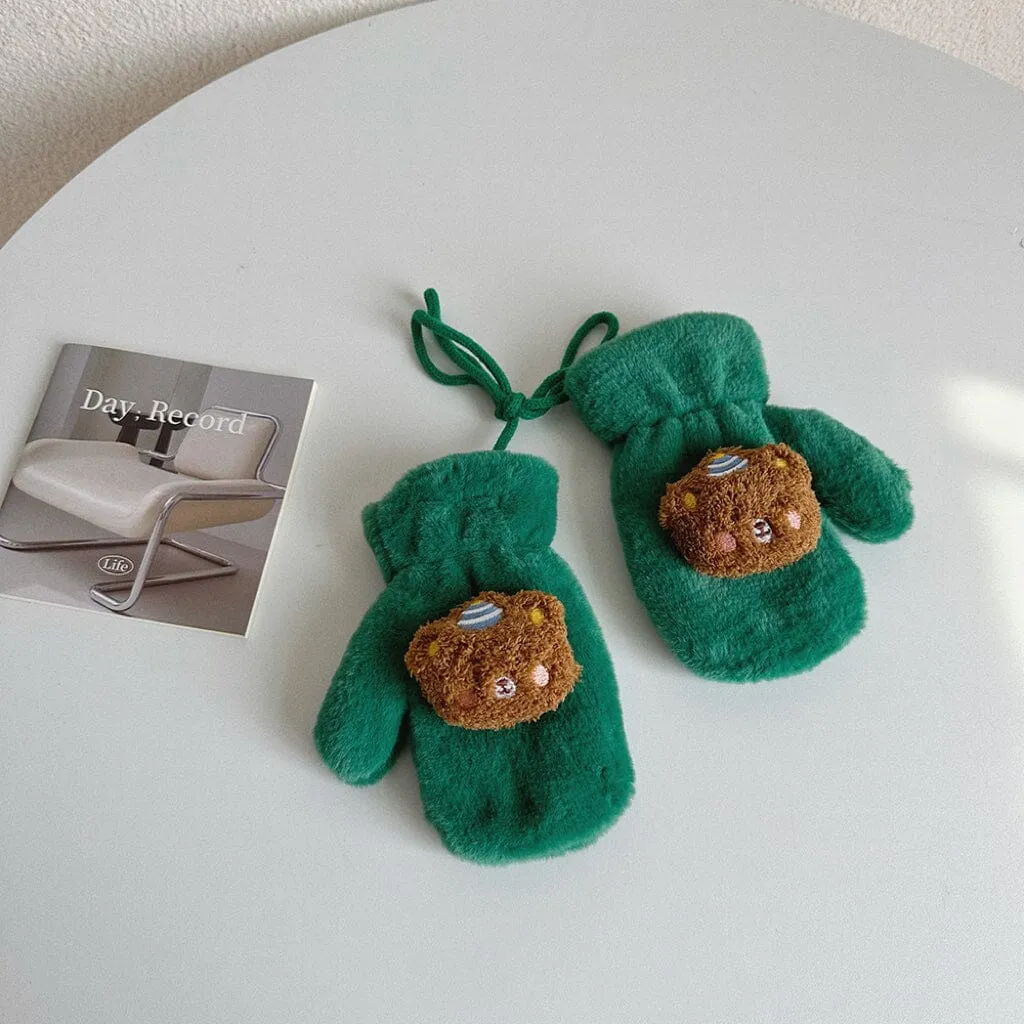 Party Bear Candy Color Plush Mittens