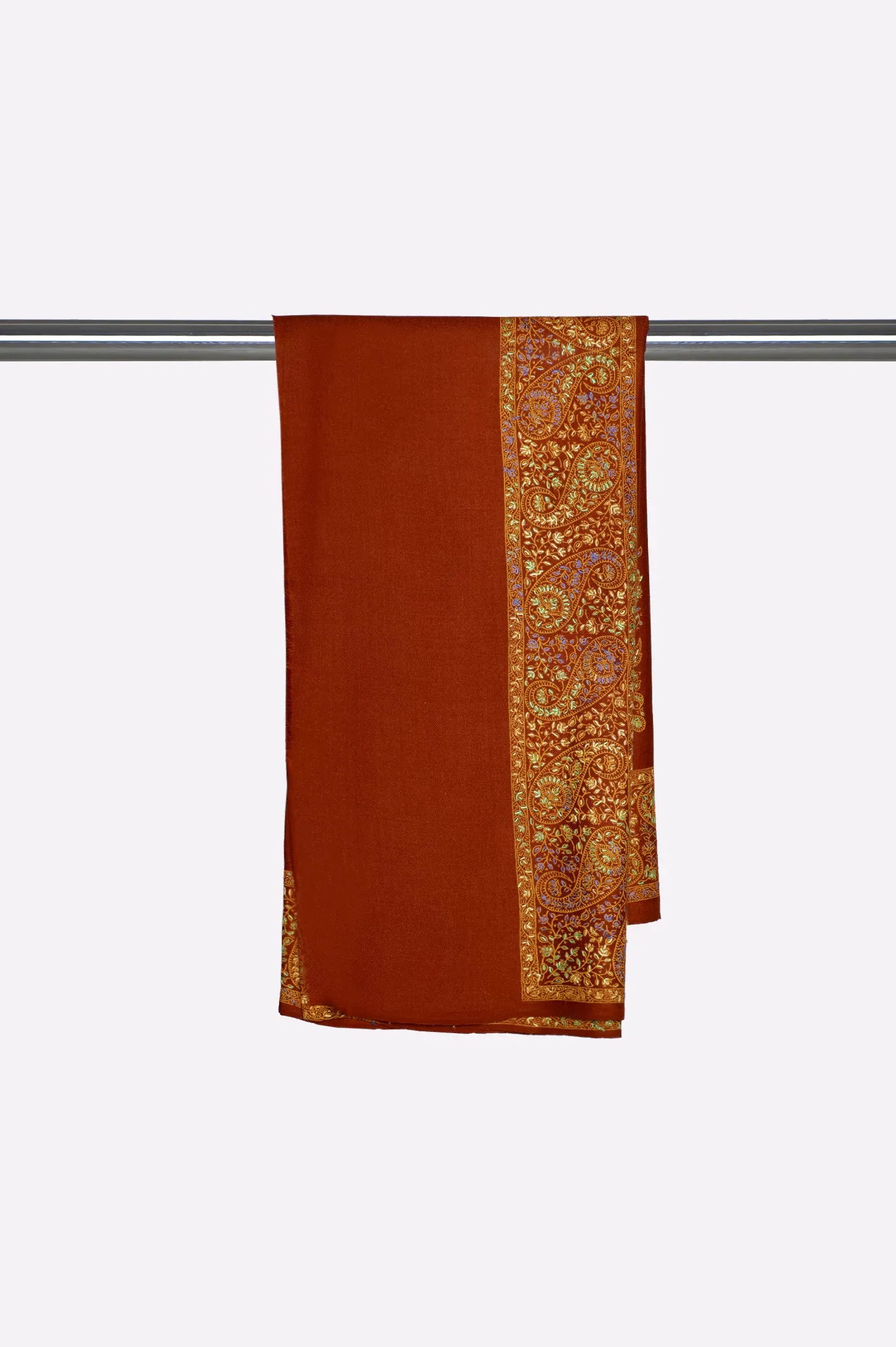 Rust Embroidered Shawl
