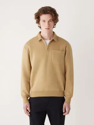 The Half-Zipped French Fleece Pullover in Deep Spelt